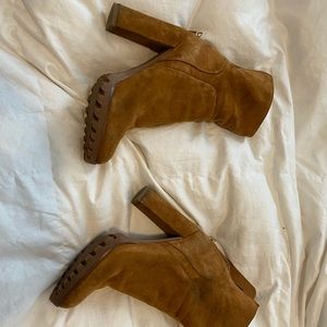 Tan suede heel boots